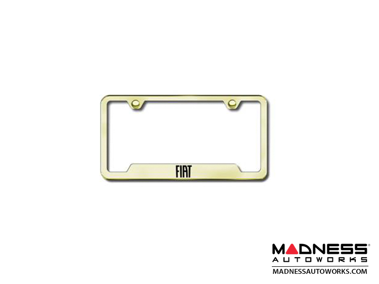 License Plate Frame - w/ Cut Outs for Tags - Gold Finish w/ FIAT Logo